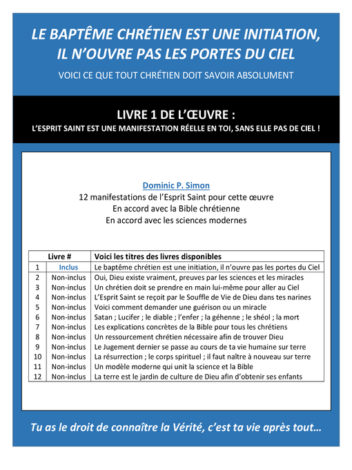 Cover image for LE BAPTÊME CHRÉTIEN EST UNE INITIATION, IL N'OUVRE PAS LES PORTES DU CIEL